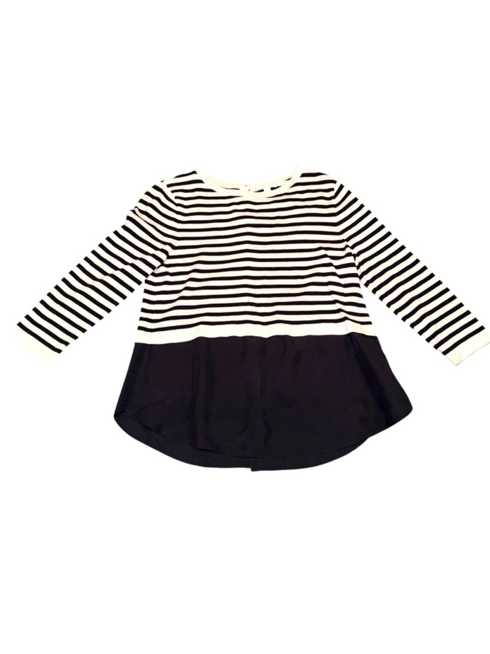 COS Women's Striped Cotton and Silk Mixed-Media Top w/ Button-down Back Panel XS - Picture 6 of 9
